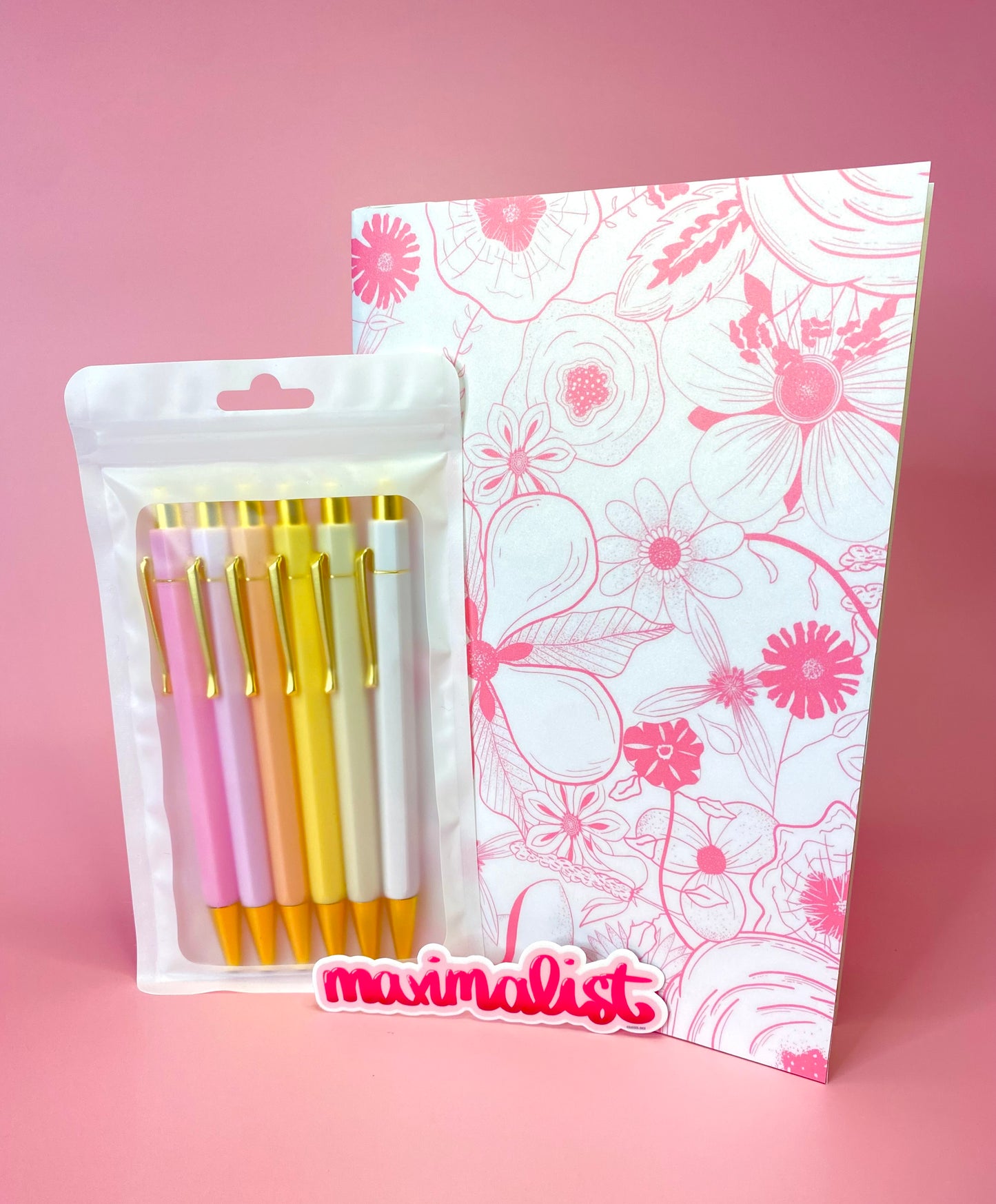 Retro Floral Pink Notebook